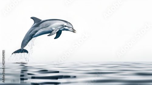  A graceful dolphin leaps through the air against a clear sky  Dolphin Jumping Out of the Water