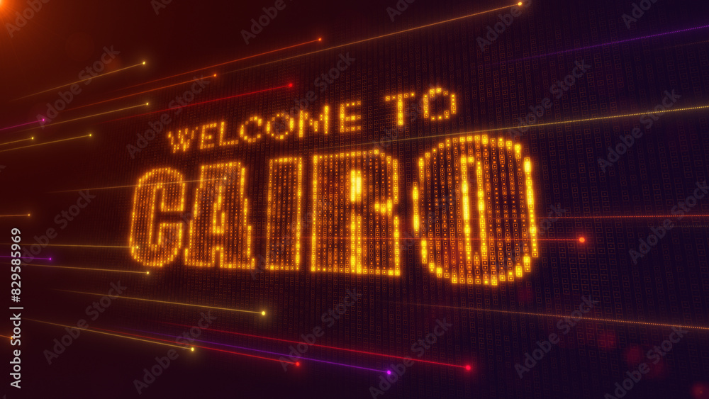 Abstract Futuristic Orange Purple Shiny Perspective Square Hud Mosaic Grid Of Welcome to Cairo Digital Display Text With Dotted Lines Light Flare Abstract Futuristic Orange Purple Shiny Perspective Square Hud Mosaic Grid Of Welcome to Cairo Digital Display Text With Dotted Lines Light Flare