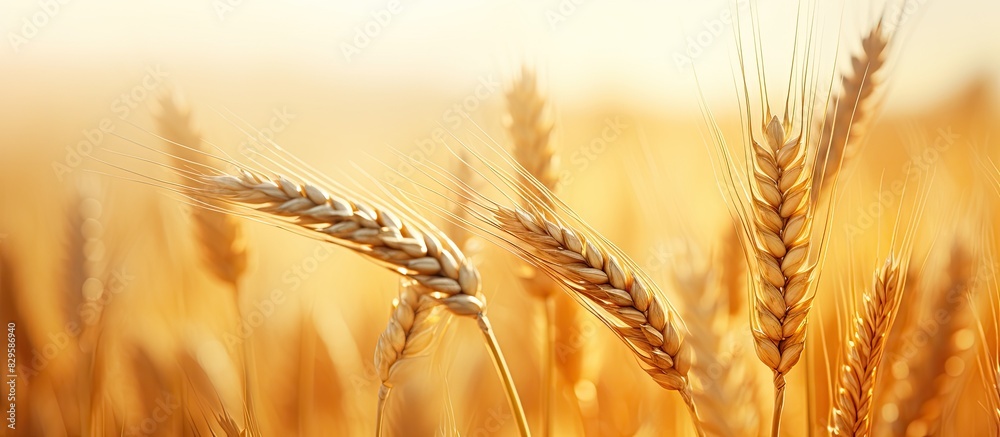 Selective focus on a golden wheat field with copy space image Selective focus on a golden wheat field with copy space image