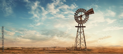 Antique wooden windmill with empty space for image placement. Copy space image. Place for adding text and design