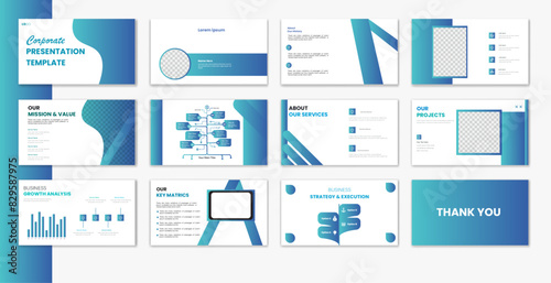 Teal Business Presentation Layouts business presentation modern creative
