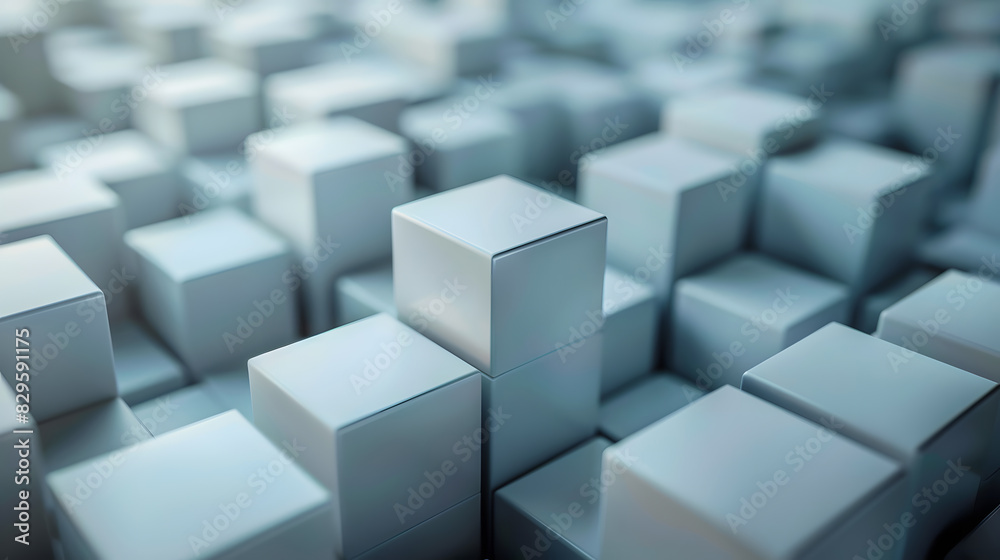 Random shifted white cube boxes block background. Generative AI.