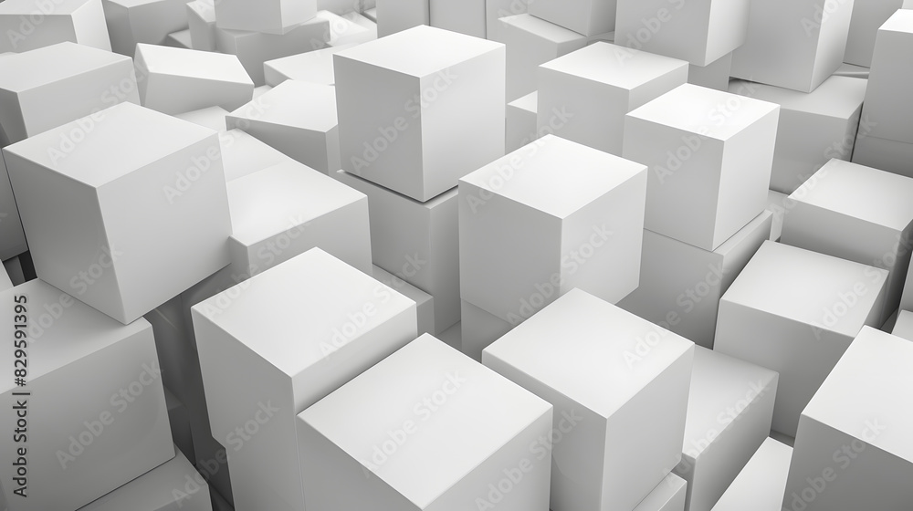 Random shifted white cube boxes block background. Generative AI. Random shifted white cube boxes block background. Generative AI.