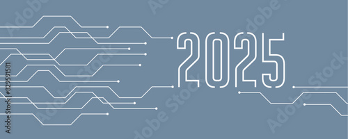 green technology banner 2025 circuit board electronics digital vector illustration EPS10