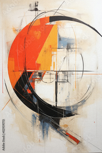 Bauhaus Inspired Abstract Geometric Poster, Eclectic Minimalist Art
