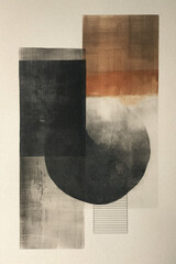 Deken met foto Japandi stijl Minimalist Japandi art, zen poster with geometric shapes  © kabzarchyk