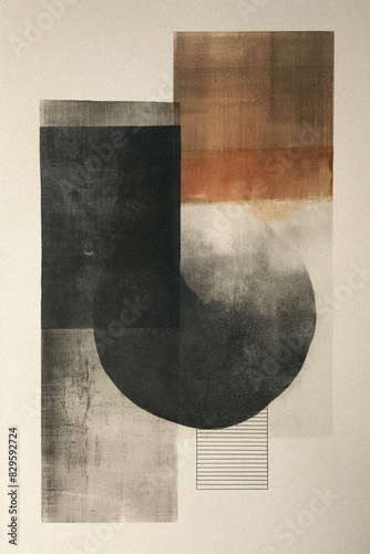 Minimalist Japandi art, zen poster with geometric shapes
