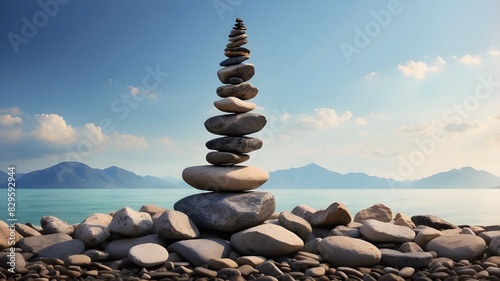 Tower made of stones symbolize inner balance and serenity