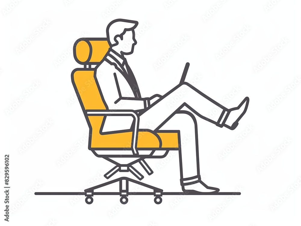 A man is sitting in a chair with his legs crossed and a laptop in front of him A man is sitting in a chair with his legs crossed and a laptop in front of him