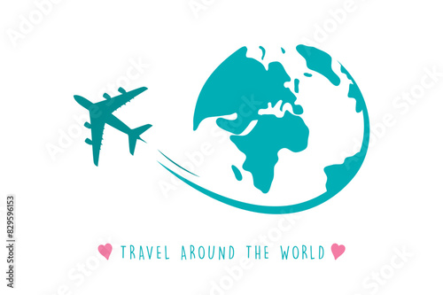 travel around the world with airplane fly adventure vector illustration