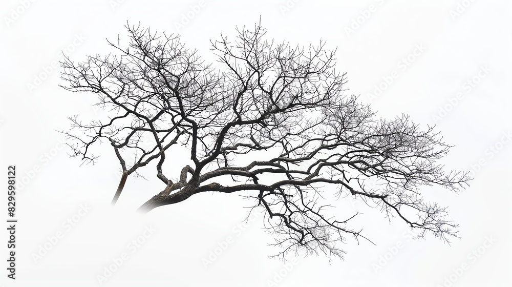 Fototapeta premium Generate an image of a large, dead tree branch against a white background. The branch should be in focus.