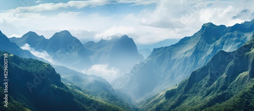 Mountain ranges in Devil s Staircase Ohiya Sri Lanka providing a majestic backdrop for the serene copy space image photo