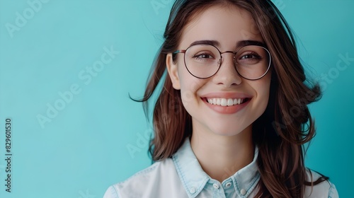 Young Professional Counselor Displays Genuine Happiness While Helping Clients on Colorful Background