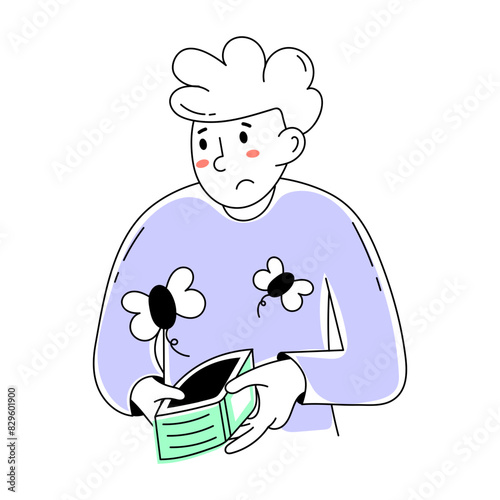 A hand drawn mini illustration of empty wallet 