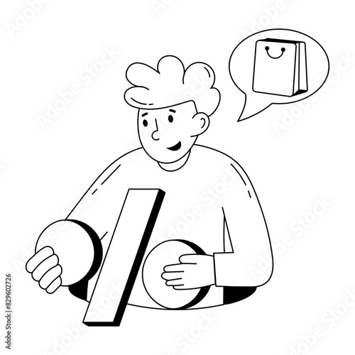 A customizable doodle mini illustration of special discount 