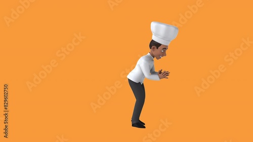 Fun 3D cartoon chef clapping (with alpha channel) photo