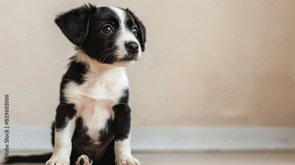 Adorable puppy in living room at home,generative ai,3d render.