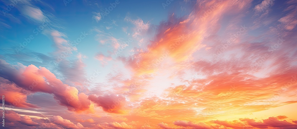 Sunset and sky orange Beautiful sky in sunset times. Copy space image. Place for adding text and design