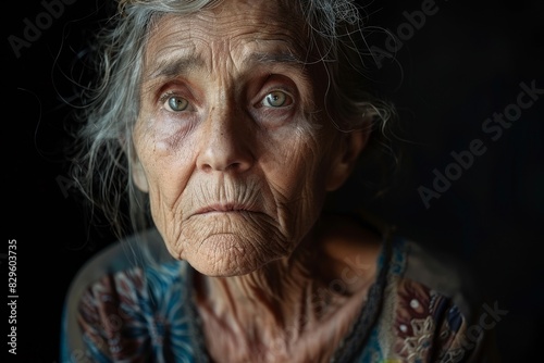 Senior Woman - Weathered Wisdom: Portrait of a Resilient Elderly Lady