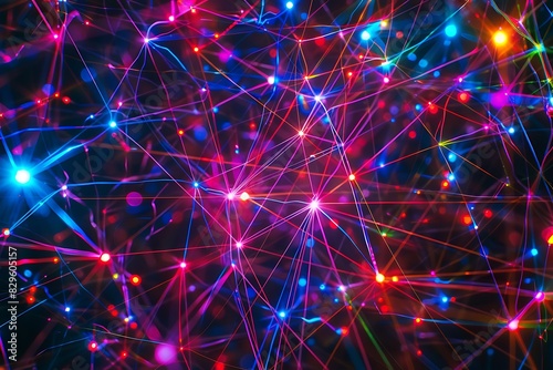 A network of glowing  interconnected lines forming a complex web