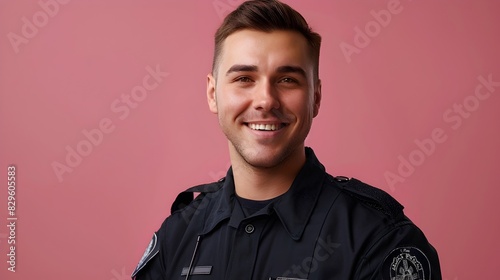 Cheerful Young Security Guard Excelling in Dynamic Colorful Work Environment
