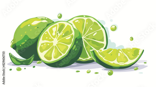 Cartoon illustration with colorful lime. Farm market