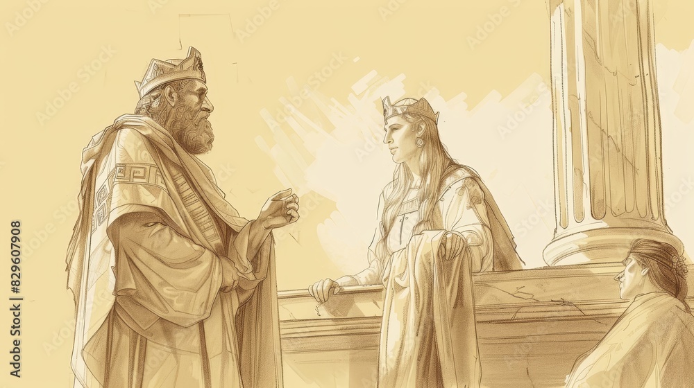 Biblical Illustration: Esther and Mordecai, Saving Jews from Haman's ...