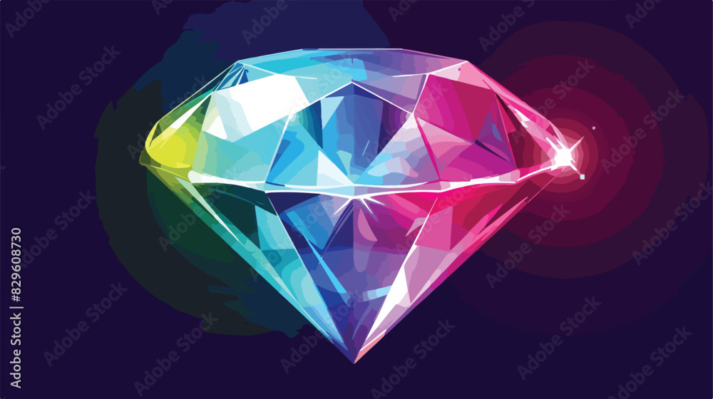 Cartoon vector diamond icon rainbow color isolated on white background