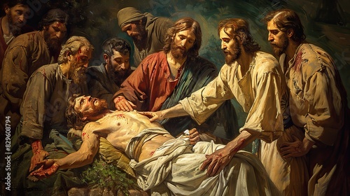 A depiction of Jesus Christ healing the paralytic.