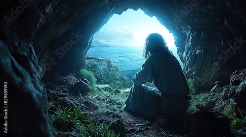 A depiction of Jesus Christ in the tomb, before his resurrection. photo