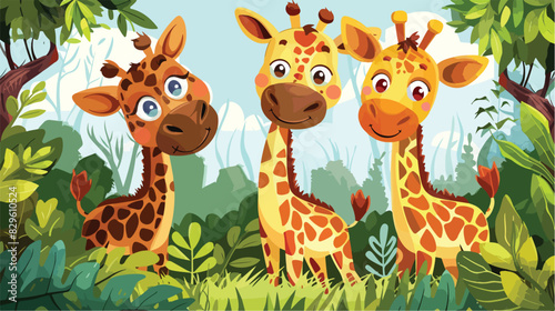 children educational game with different cute giraffe