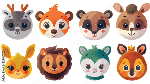 children educational game with forest animals faces.