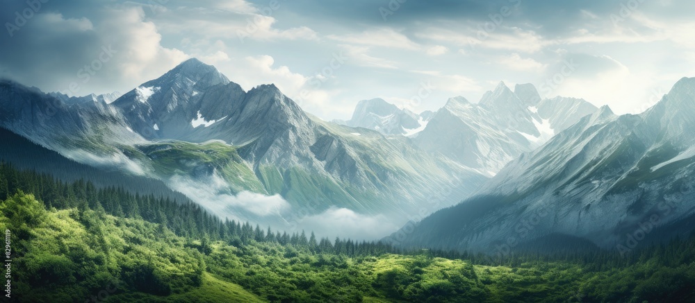 Fototapeta premium Explore stunning landscapes with majestic mountains an ideal setting for a travel life Ideal for sharing your experiences with a copy space image