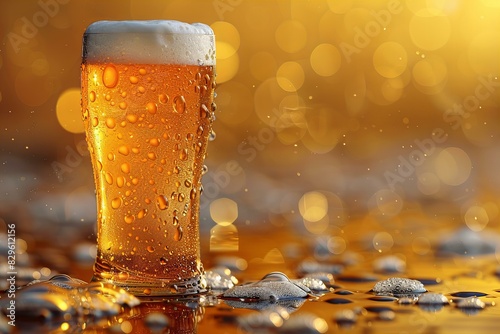 A glass of light lager in the cup, high quality, high resolution photo