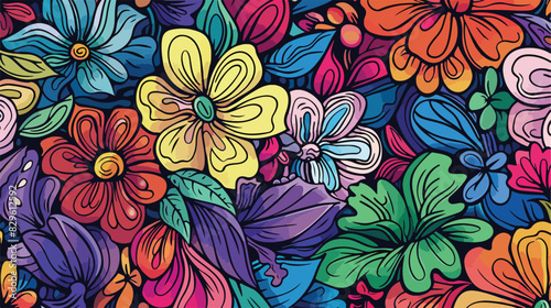 Colored doodle seamless pattern Cartoon Vector style