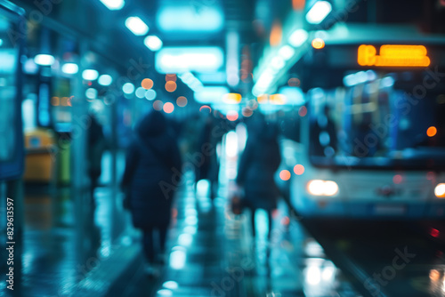 Blurred Image of People at a Busy Subway Station.