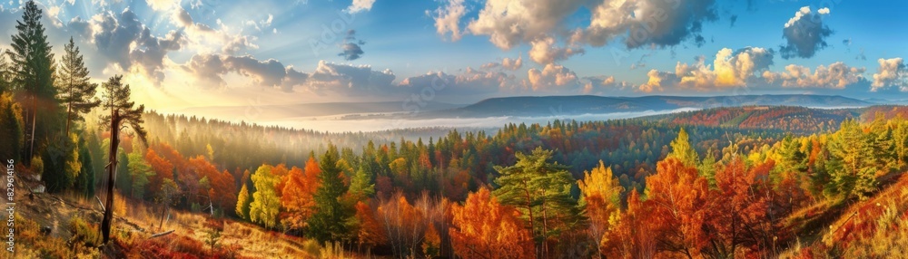 Vibrant Autumn Forest Landscape with Foliage Vibrant Autumn Forest Landscape with Foliage