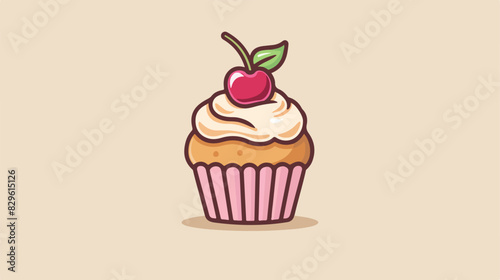 Cupcake icon on light background. Dessert chocolate