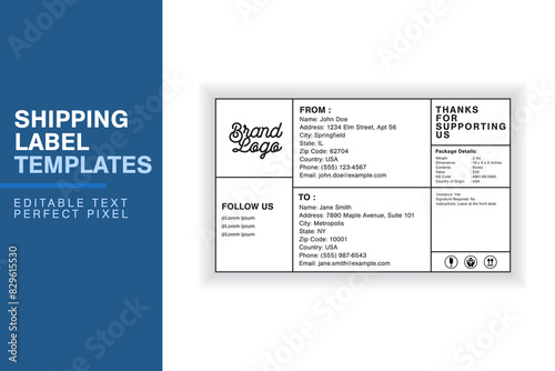 Custom Shipping Label Design Template with Sender, Recipient, Package Details