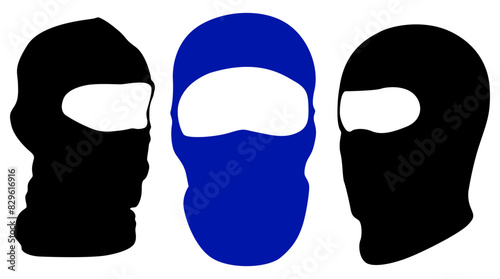 set full face mask icon. balaclava different views symbol vector illustration