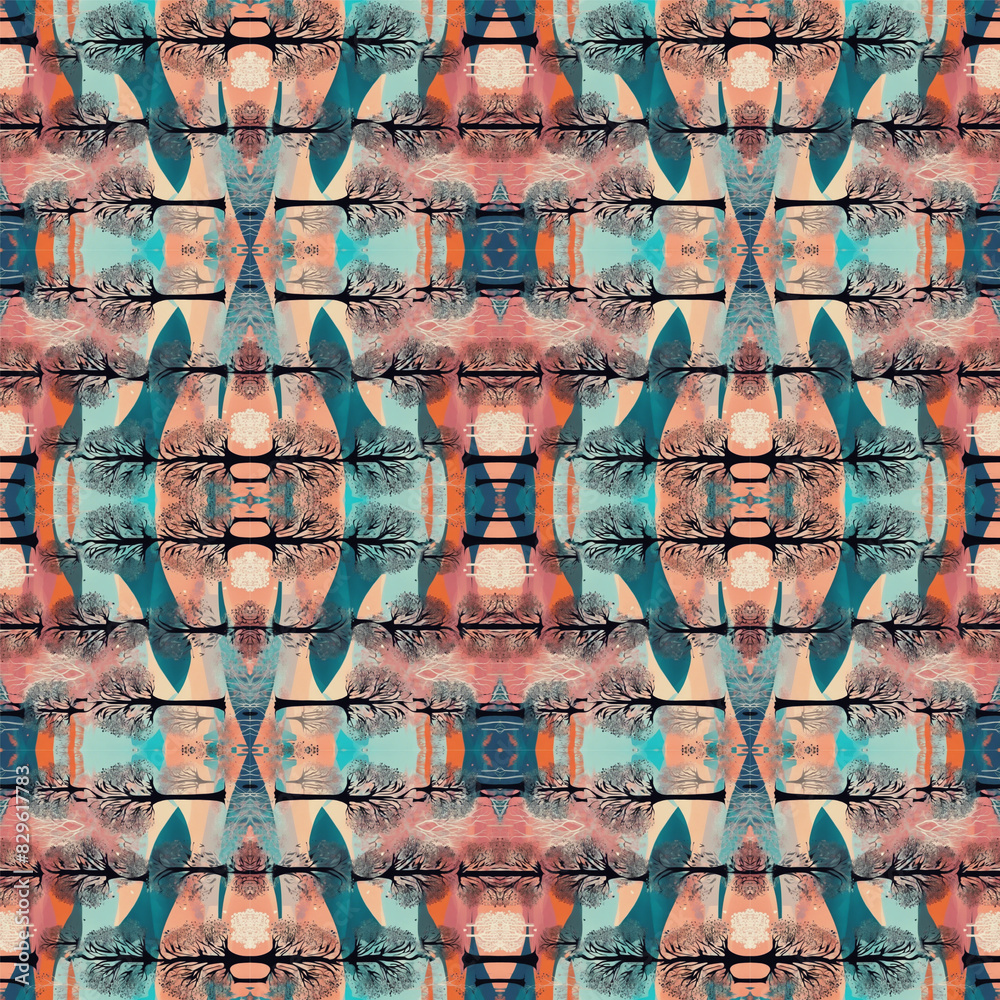 Fototapeta premium seamless pattern with nature elements, fashion print, ornament, decorative texture