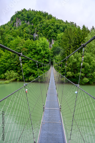 cable bridge across the river enns near grossraming in upper austria