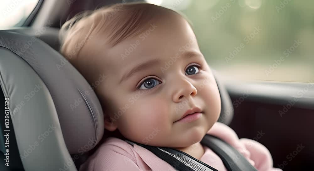 Baby in a baby car seat. Baby in a baby car seat.