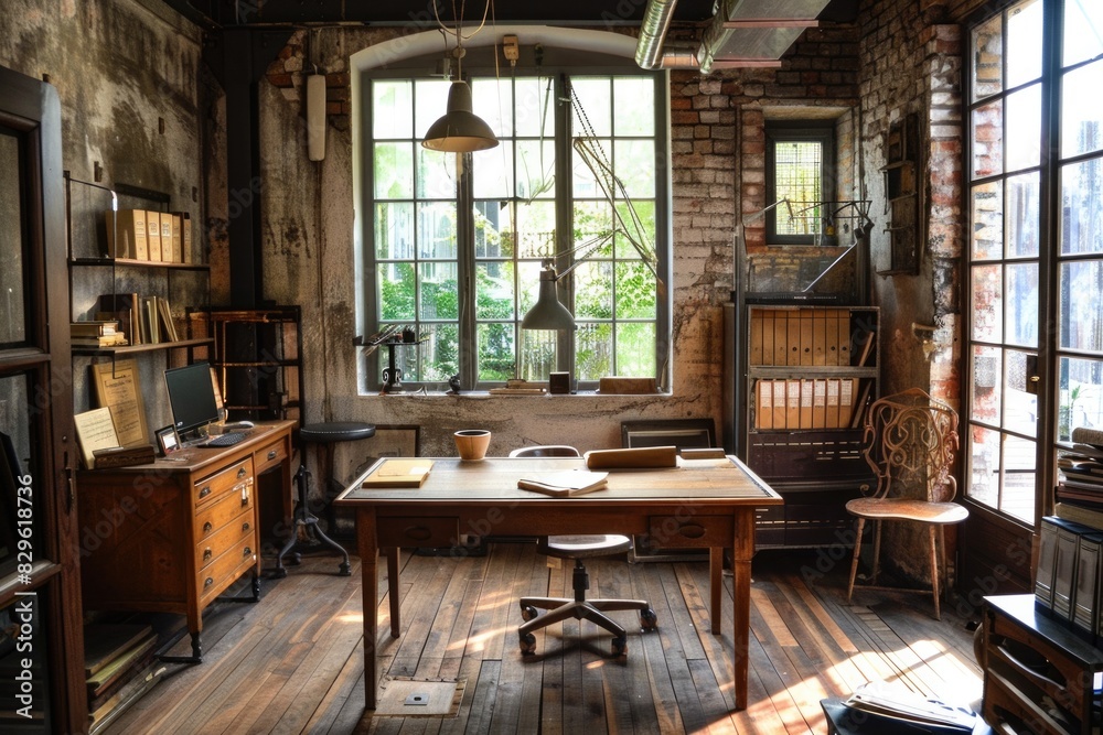 Desks. Modern Interior Room with Stylish Furniture Design Desks. Modern Interior Room with Stylish Furniture Design