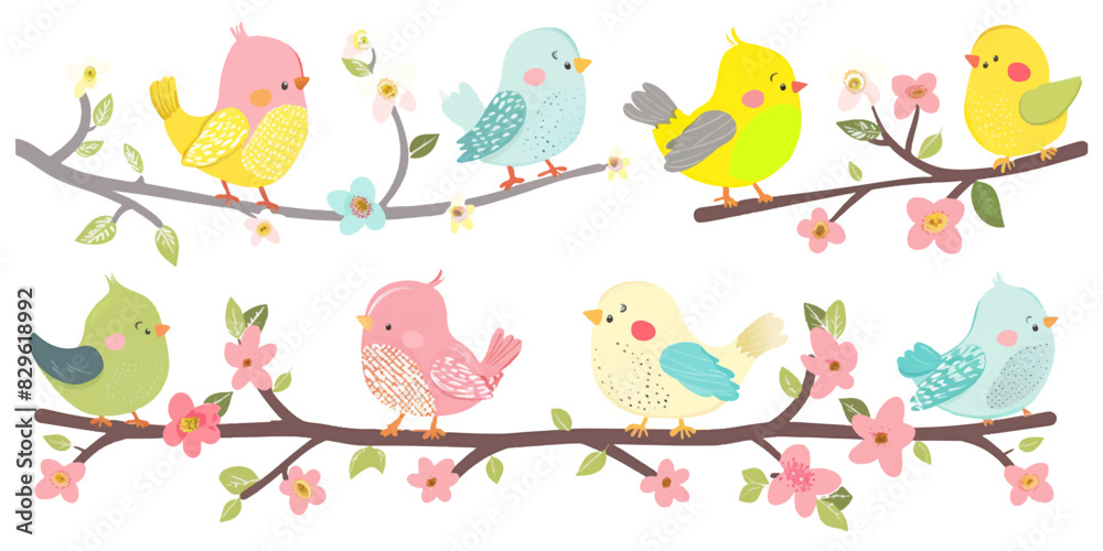Vector illustration of bird set on white background Vector illustration of bird set on white background