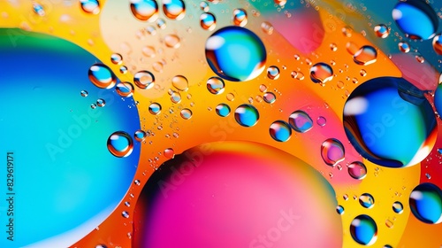 Colorful oil bubbles vivid psychedelic colorful abstract background wallpaper design for celebration decorative event 
