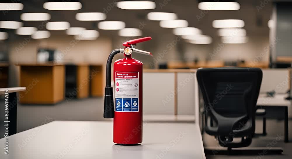 Fire extinguisher in an office. Fire extinguisher in an office.