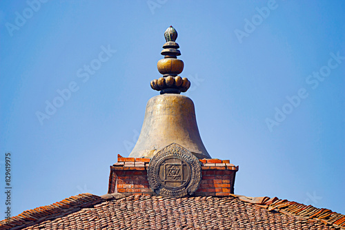 View of Kalasha of Badrinath Temple, Bhaktapur Durbar Square, Kathmandu, Nepal. photo