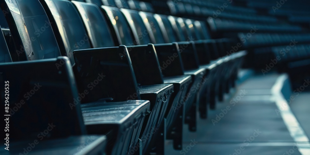 Fototapeta premium black seats of tribune on sport stadium