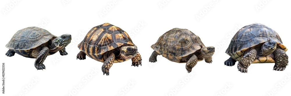 Obraz premium Collection of turtle isolated on transparent background. Generated Ai